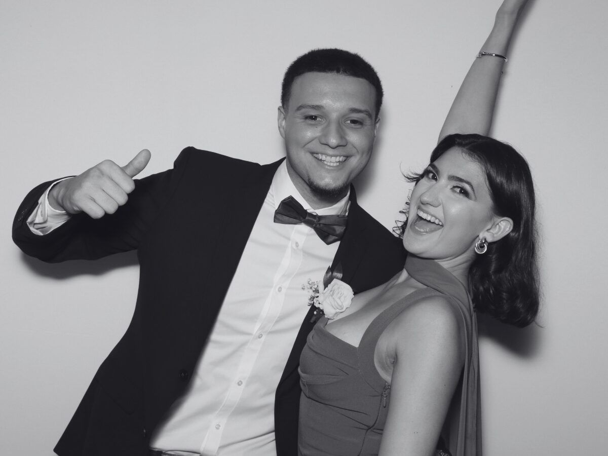 Black-and-white glam booth portrait 3