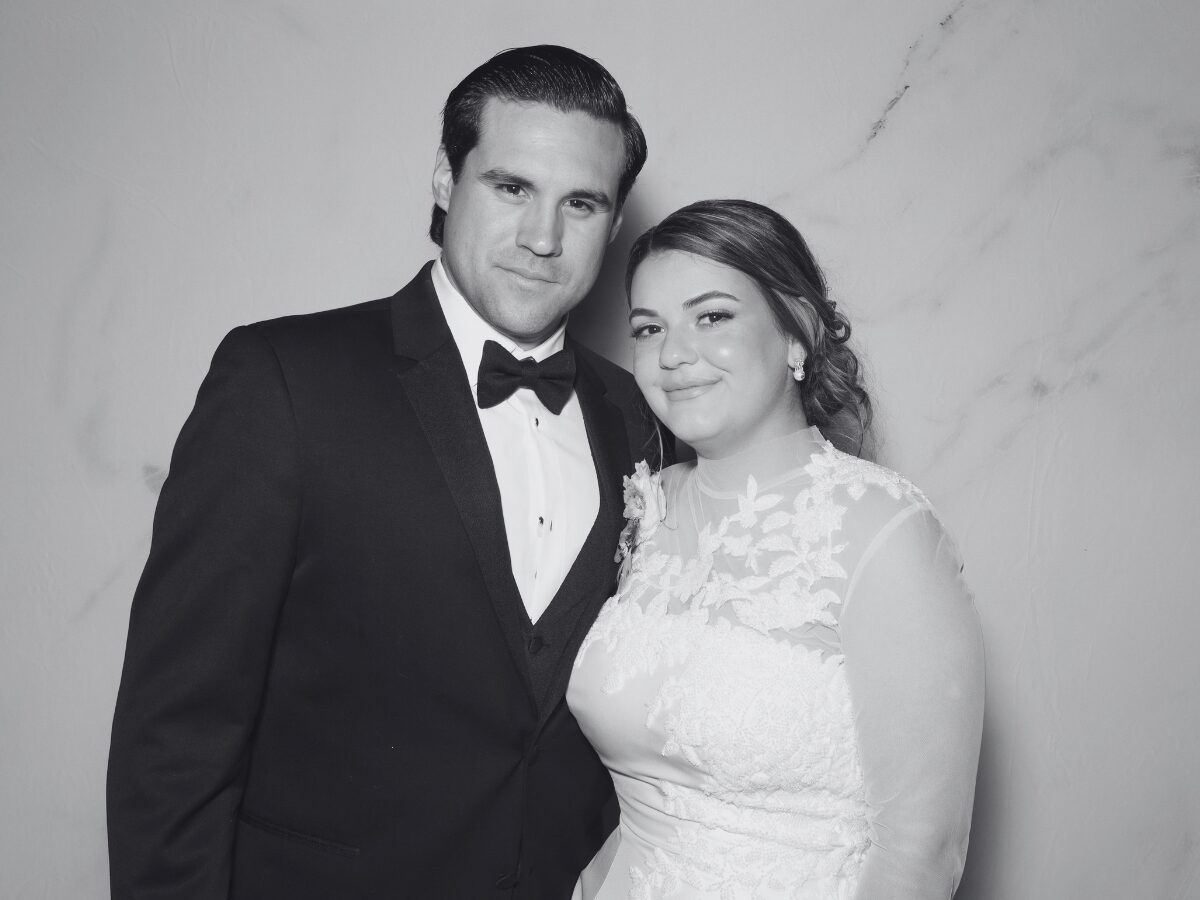 Black-and-white glam booth portrait 8