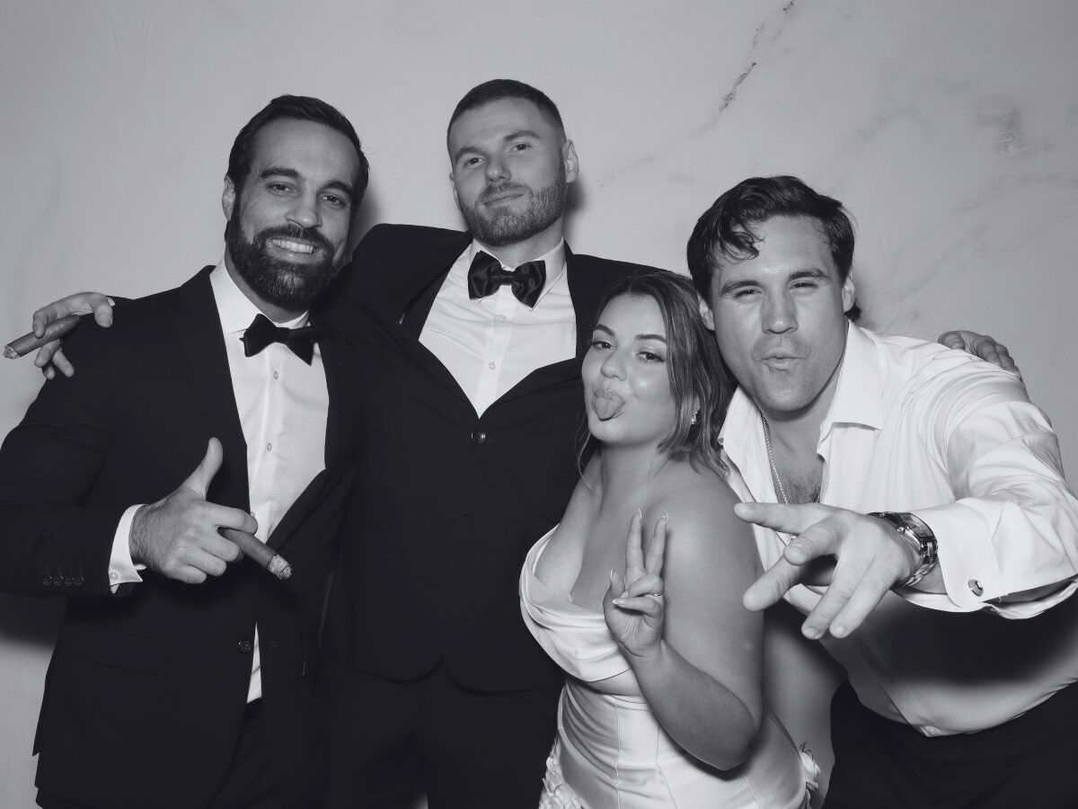 Black-and-white glam booth portrait 9
